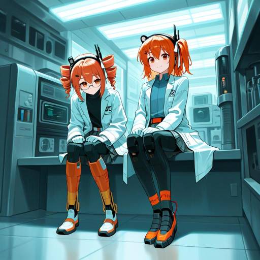 Futuristic Android Scientist with Style