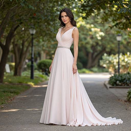 Elegant Woman in Pink Wedding Dress