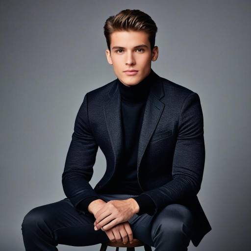Young man in stylish black suit