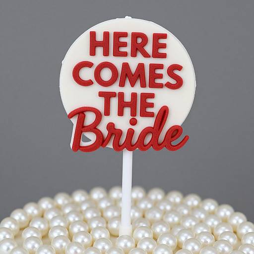 Photograph of a white circular sign with red text 