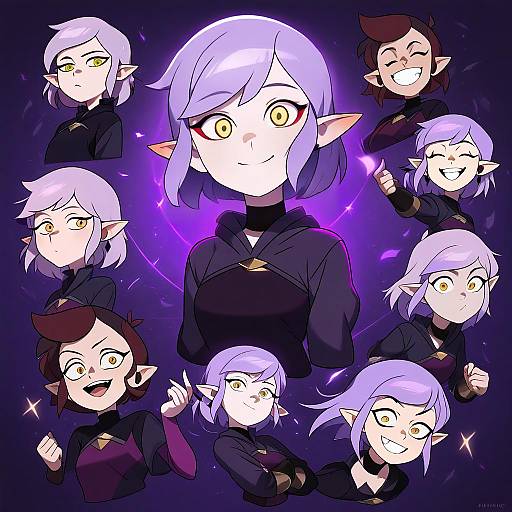 Illustration of Amity blight, the owl house in the style of Lotosu