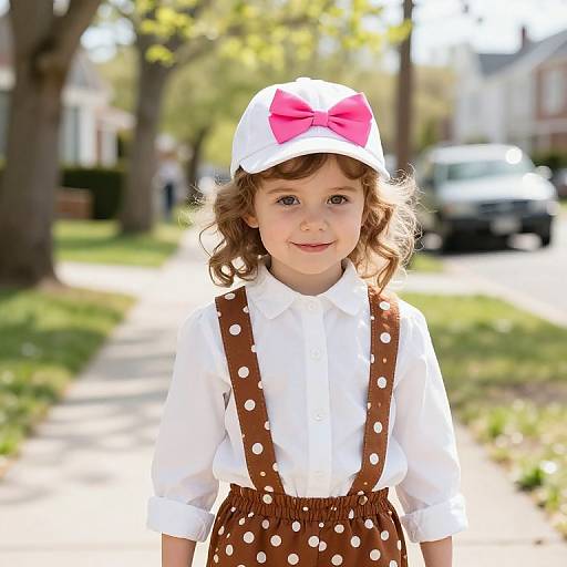 Joyful Girl on Sunny Spring Sidewalk