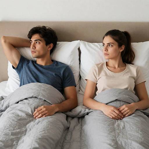 Couple Lying in Bed Facing Away