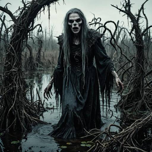 Grotesque Hag in Haunted Swamp