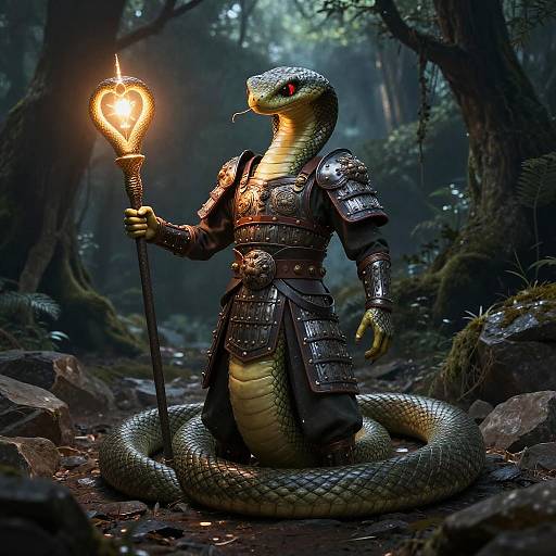 Humanoid Snake Warrior in Ancient Armor