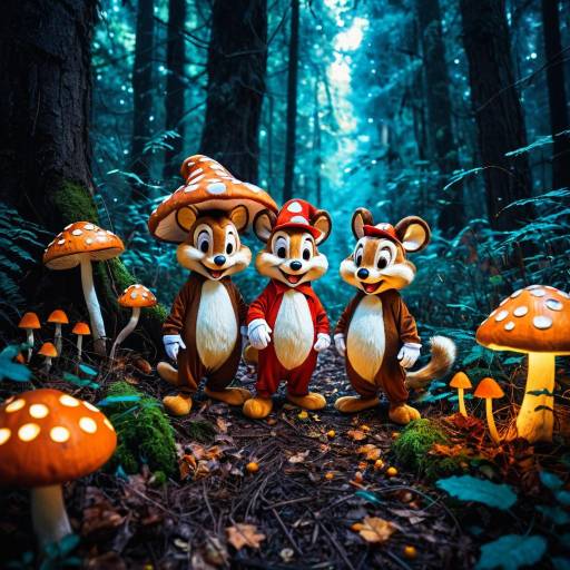 Chip and Dale Halloween costumes in enchanted forest