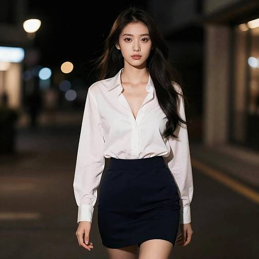 Night Street Glamour: Censored Fashion Portrait