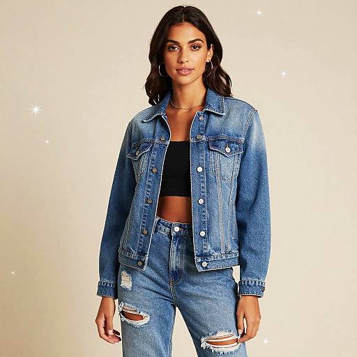 Chic Denim Fashion Under Shimmering Stars