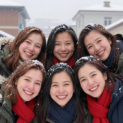 Joyful Winter Gathering of Smiling Women