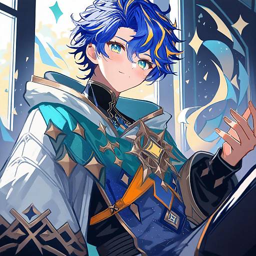 Illustration of Astel leda, holostars in the style of Kaneni