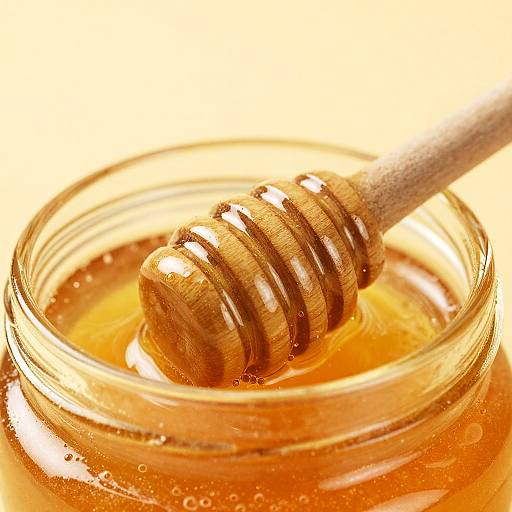 Wooden Honey Dipper in Honey Jar