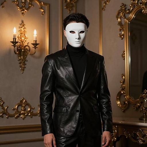 Mysterious Figure in Leather Suit