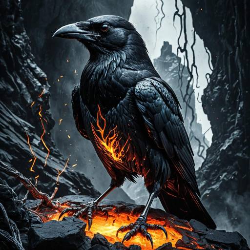 Sinister Magma Crow on Obsidian Cliff