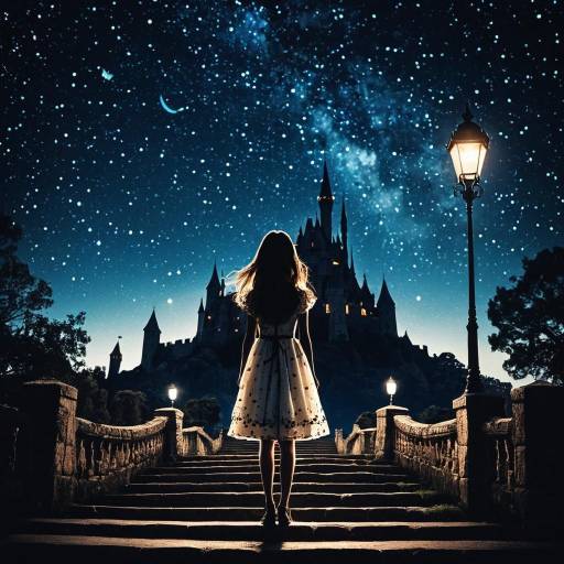 Fantasy Nightscape with Tree and Butterfly