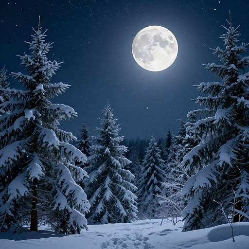Ethereal Winter Moonlit Landscape