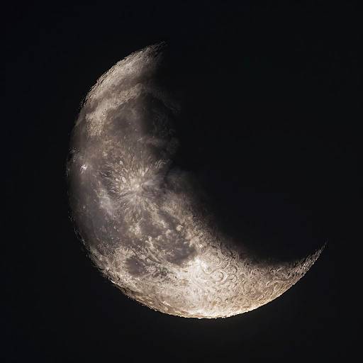 Hyperrealistic Detailed Crescent Moon