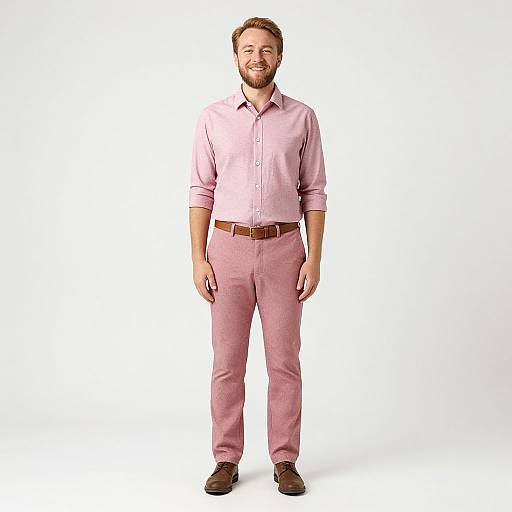 Smiling Man in Casual Pink Outfit