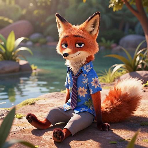 Nick Wilde in Tropical Setting - Portrait