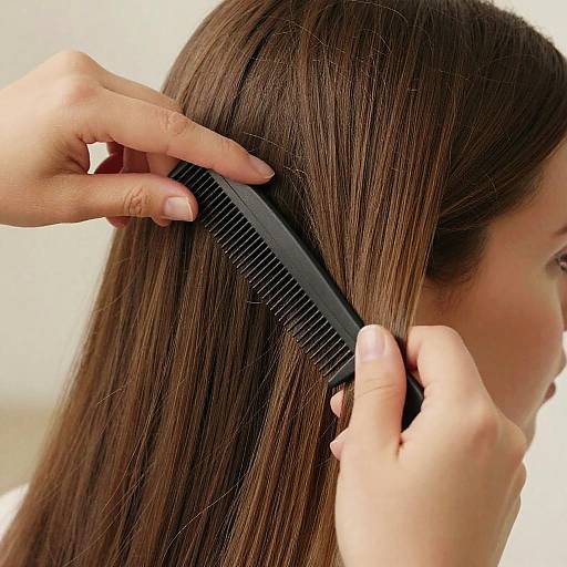 Close-Up Hair Combing with Soft Lighting
