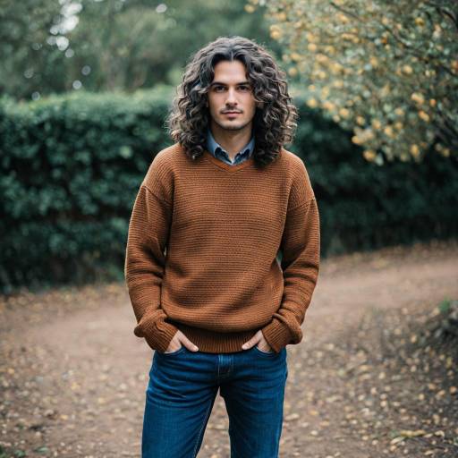 Man in Brown Sweater and Blue Jeans Outdoors