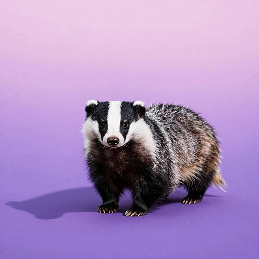 Solo Standing Badger on Purple Gradient