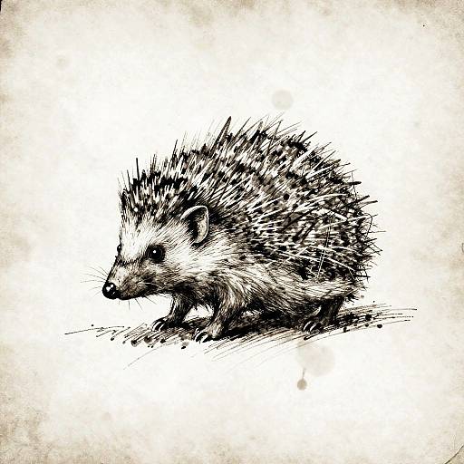Expressive Black-and-White Hedgehog Sketch