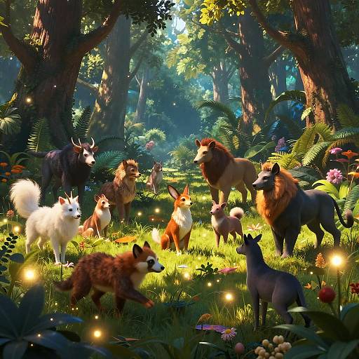 Mystical Enchanted Forest with Animals