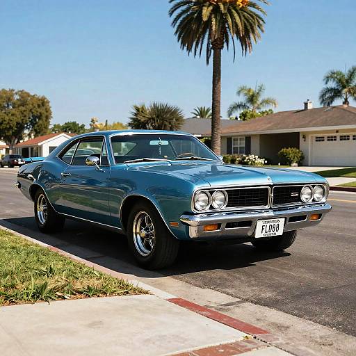 70s Classic Muscle Car on Sunny Street