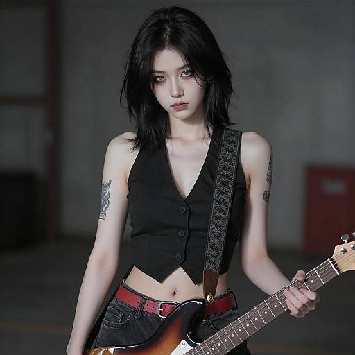 Confident Woman with Electric Guitar