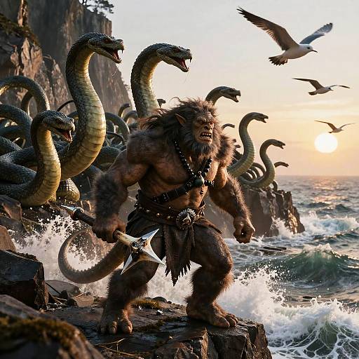 Fierce Troll Chieftain Leading Serpent Brigade