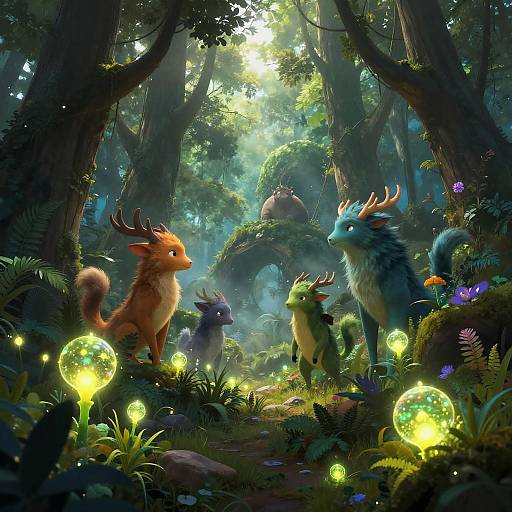 Enchanted Forest with Mythical Creatures