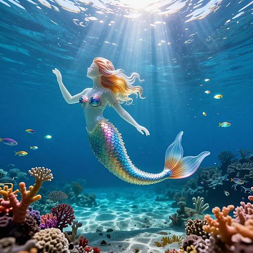 Ethereal Glass Sculpture Mermaid Underwater