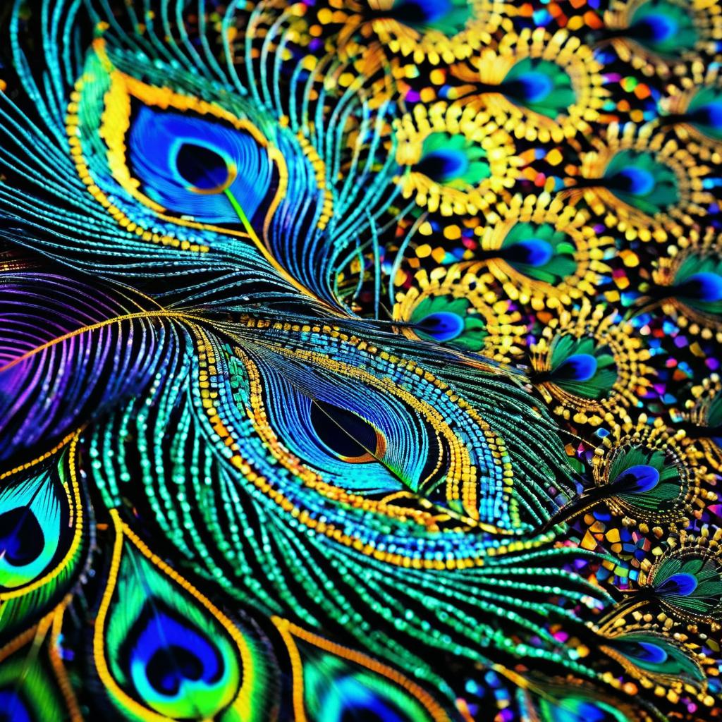 Psychedelic Peacock Feather Mosaic Art