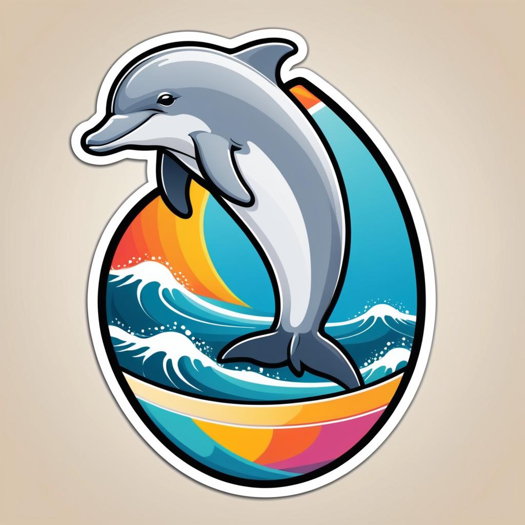 Colorful Dolphin Surfboard Sticker Art