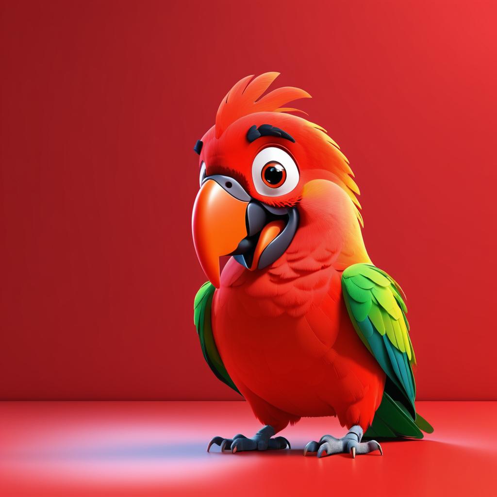 Animated Parrot Character Speaking Joyfully