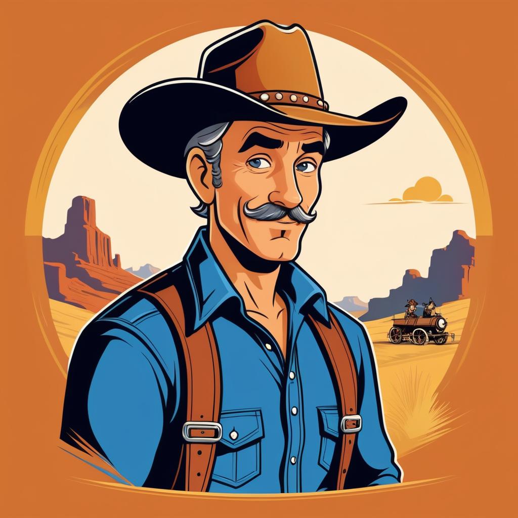 Vintage Western Cartoon T-Shirt Design