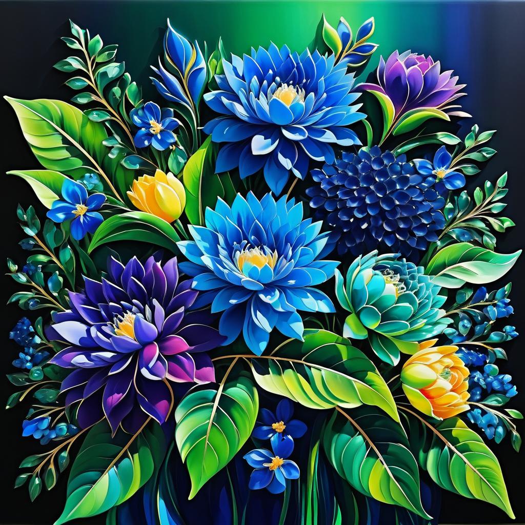 Vibrant Floral Elegance in Sapphire and Emerald