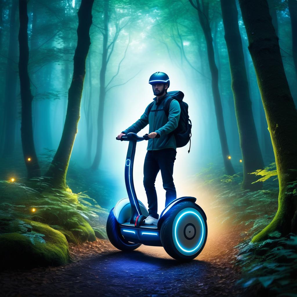 Ancient Traveler with Luminous Segway