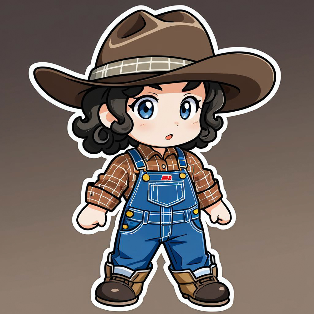 Chibi Style Cowgirl Traveler Illustration