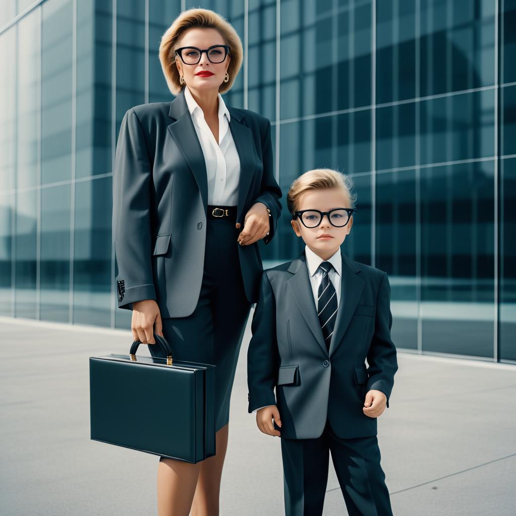 Cinematic 1980s Businesswoman in Power Suit