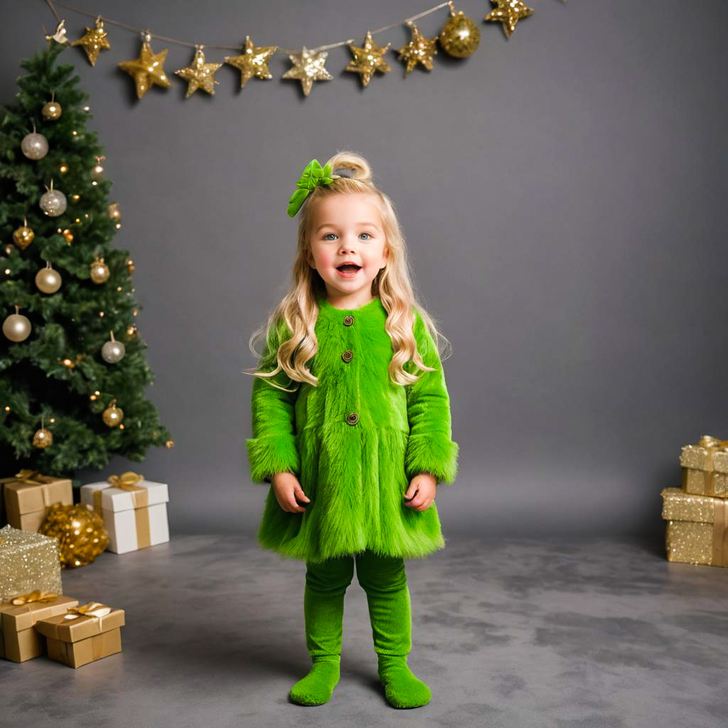 Festive Grinch Photo-Shoot with Girl