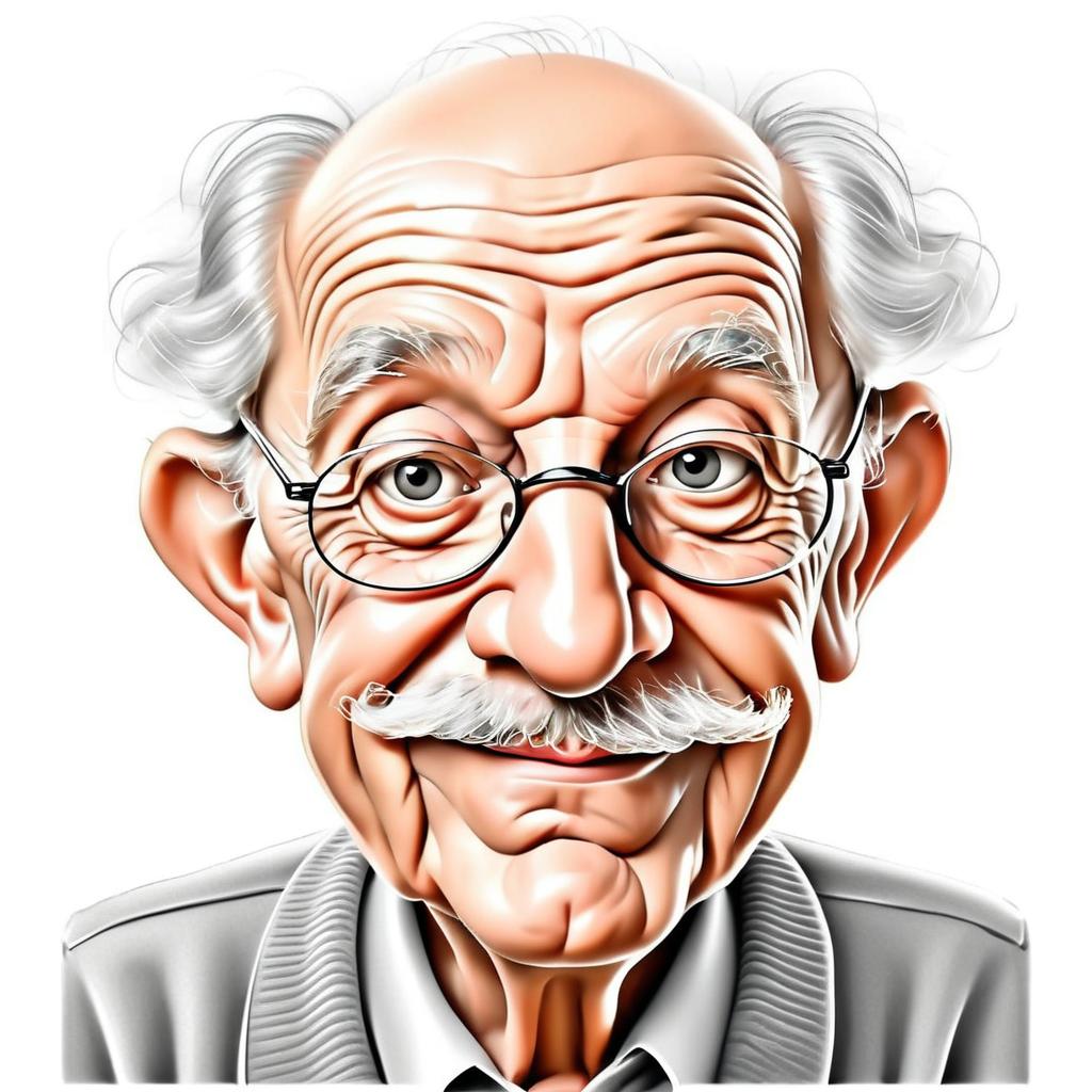 Charming Old Man Caricature Drawing