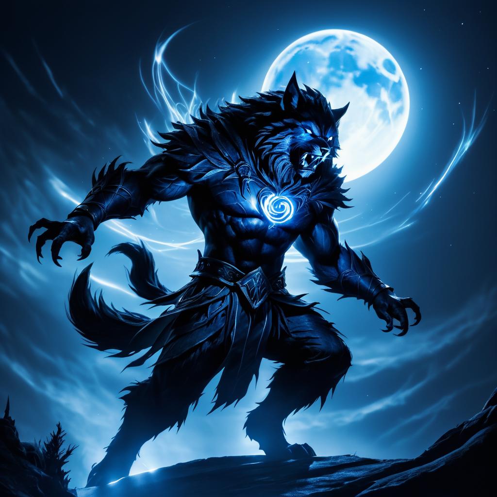 Cinematic Werewolf in Haunting Moonlight