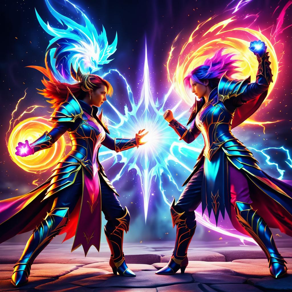 Dynamic Clash of Dragon Knight and Sorceress