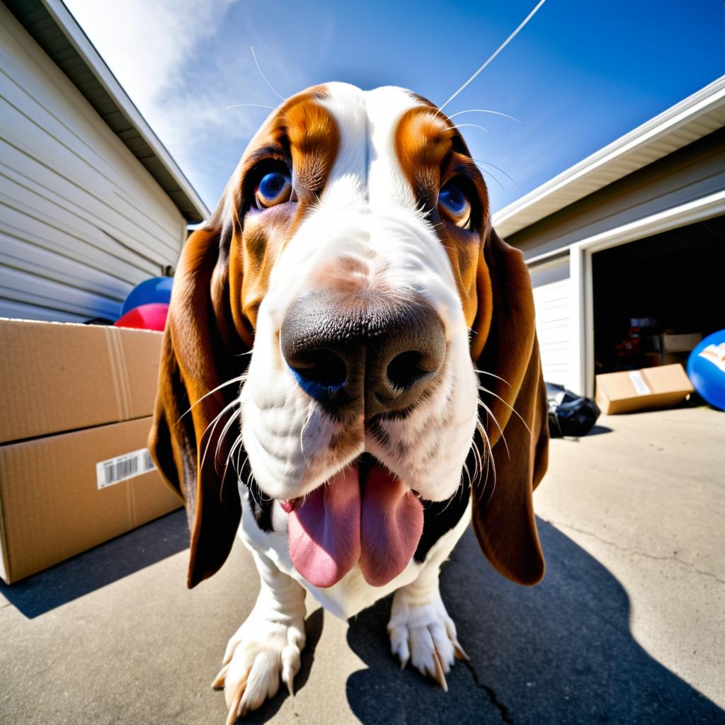 Whimsical Basset Hound in Fisheye Fun