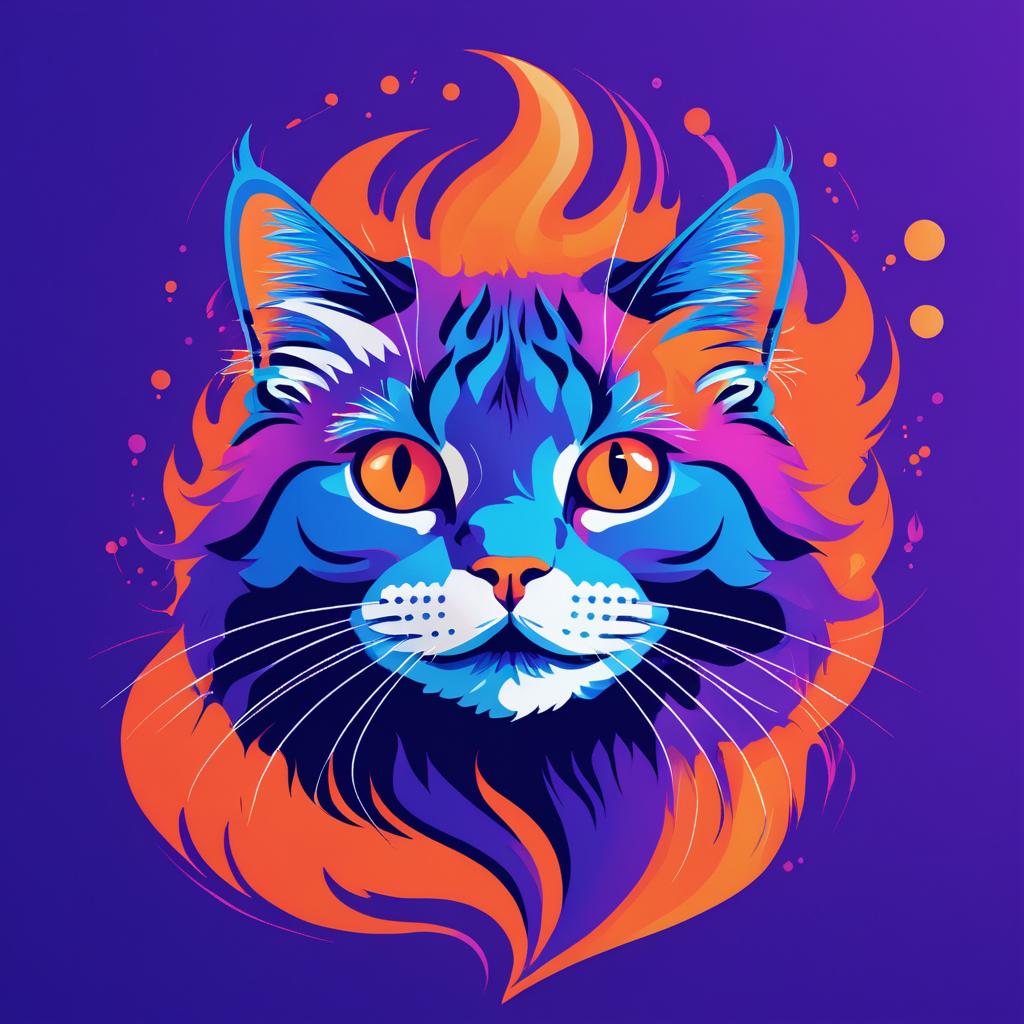 Vibrant Pop Art Cat Illustration