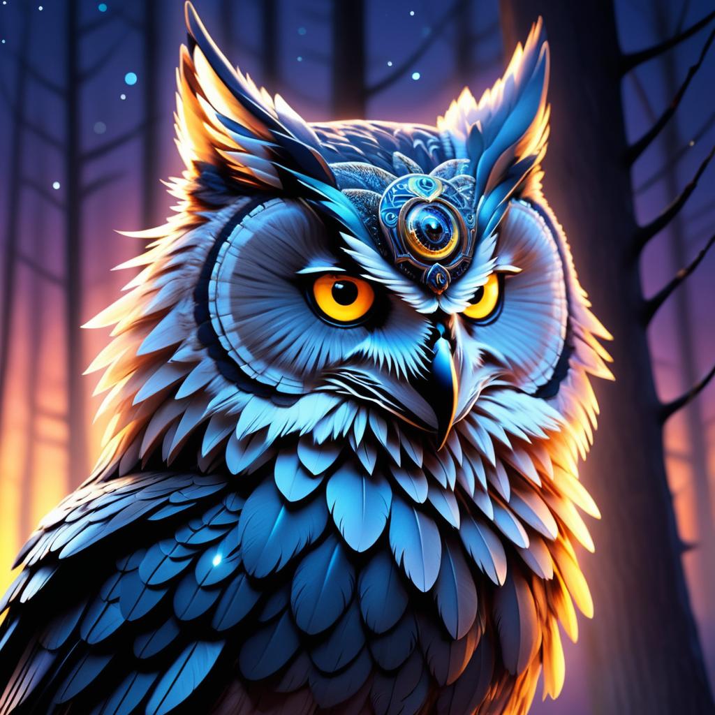 Twilight Fusion: Owl-Wolf Hybrid Art