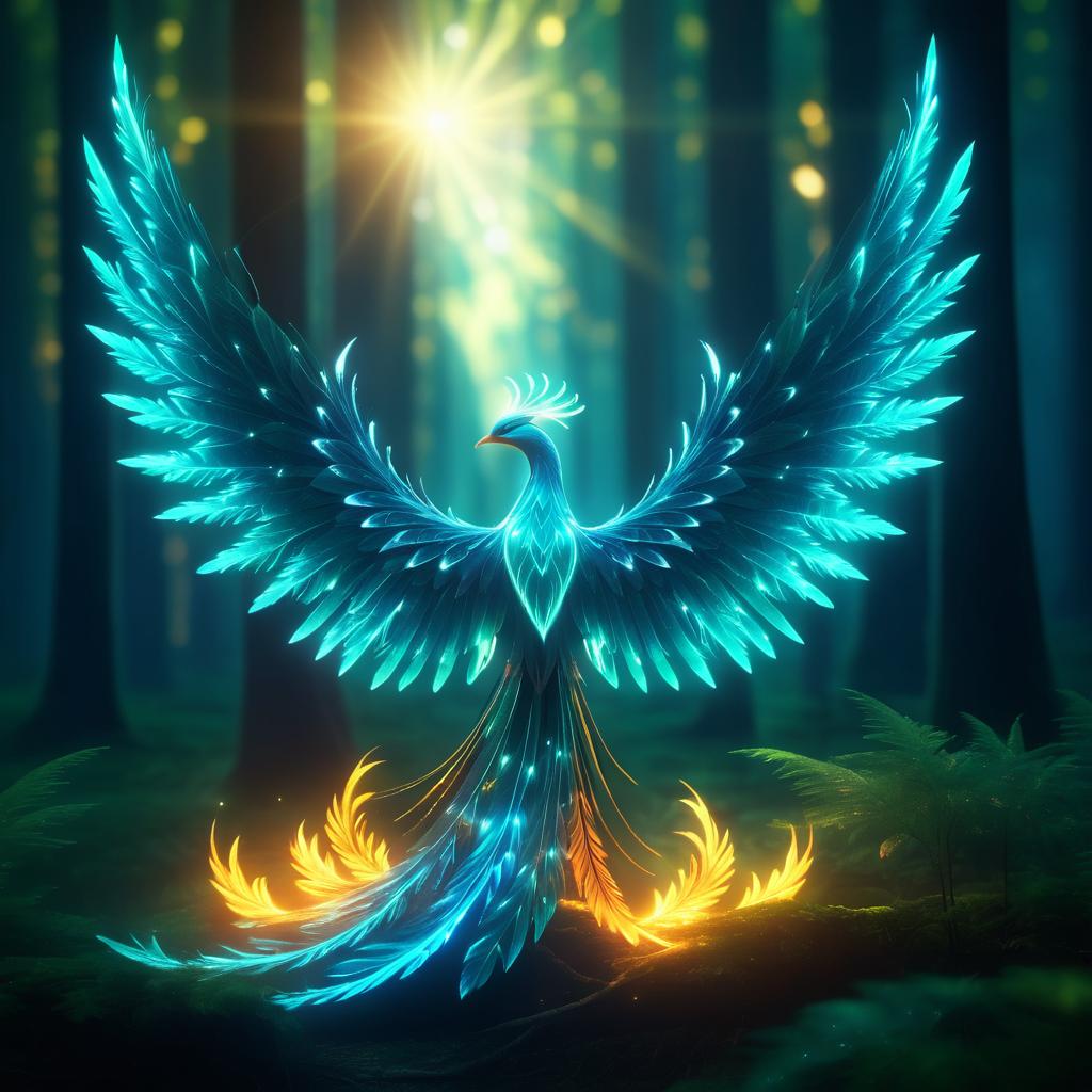 Ethereal Phoenix in Enchanted Forest