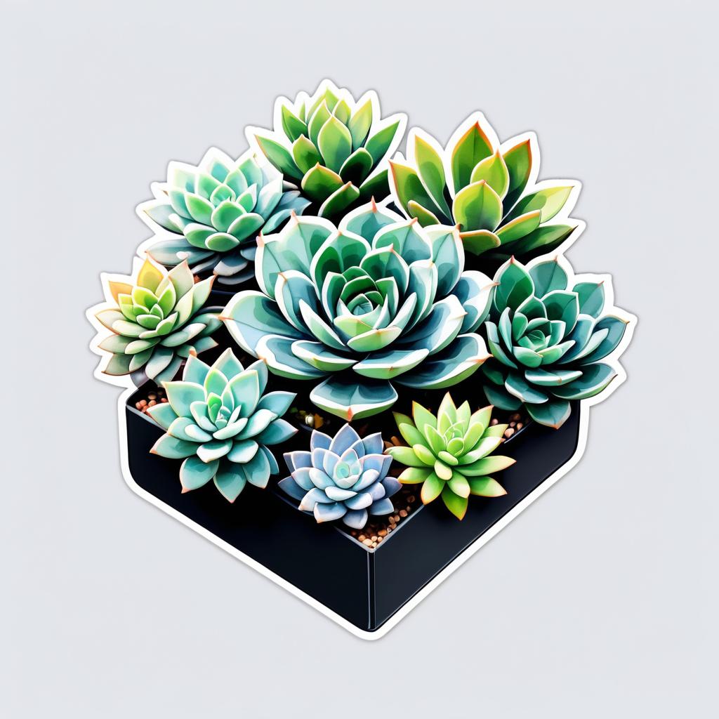 Elegant Succulent Watercolor Sticker Design