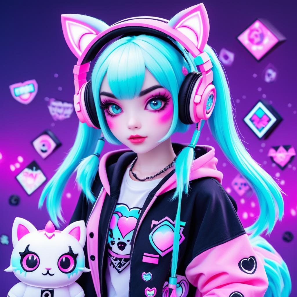 Pastel Goth Gamer Girl Ghost